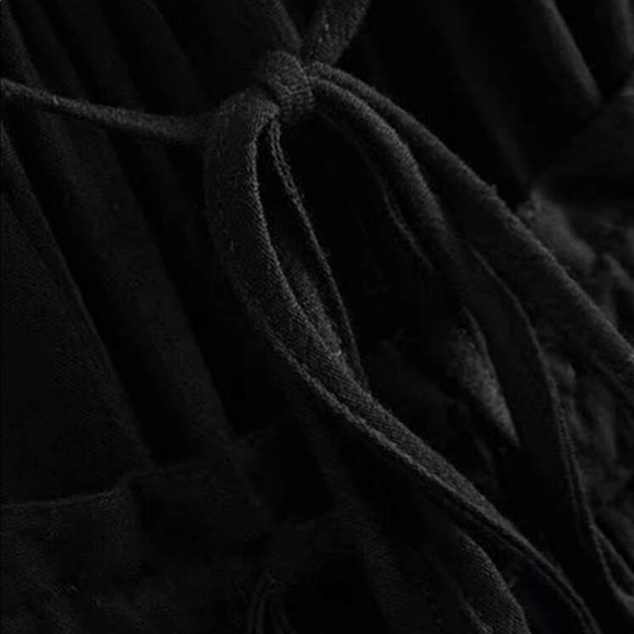 Boho Gypsy Mini Dress Black Sheer Dot Halter Tier - Picture 14 of 14